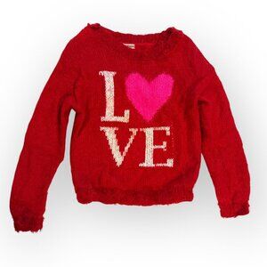 Juicy Couture Girls Love Graphic Red Sweater Knit Crewneck Size Little Girls XS
